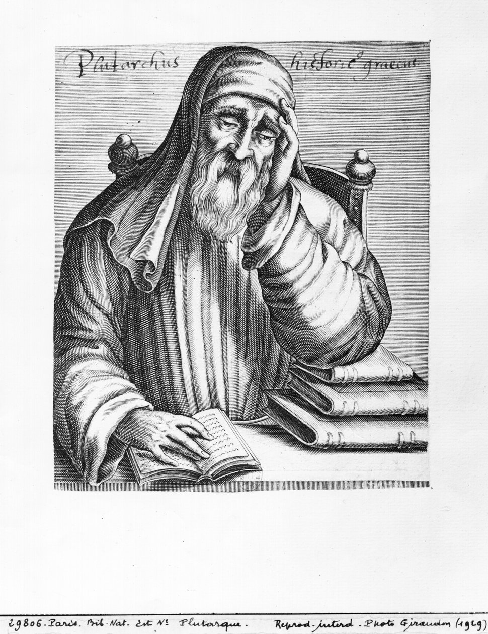 Portrett av Plutarch (ca.46-c.120) av French School
