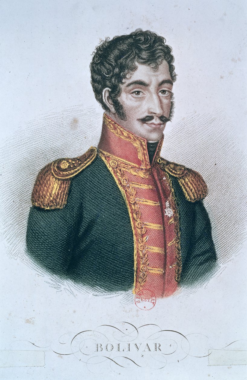 Portrett av Simon Bolivar (1783-1830) av French School