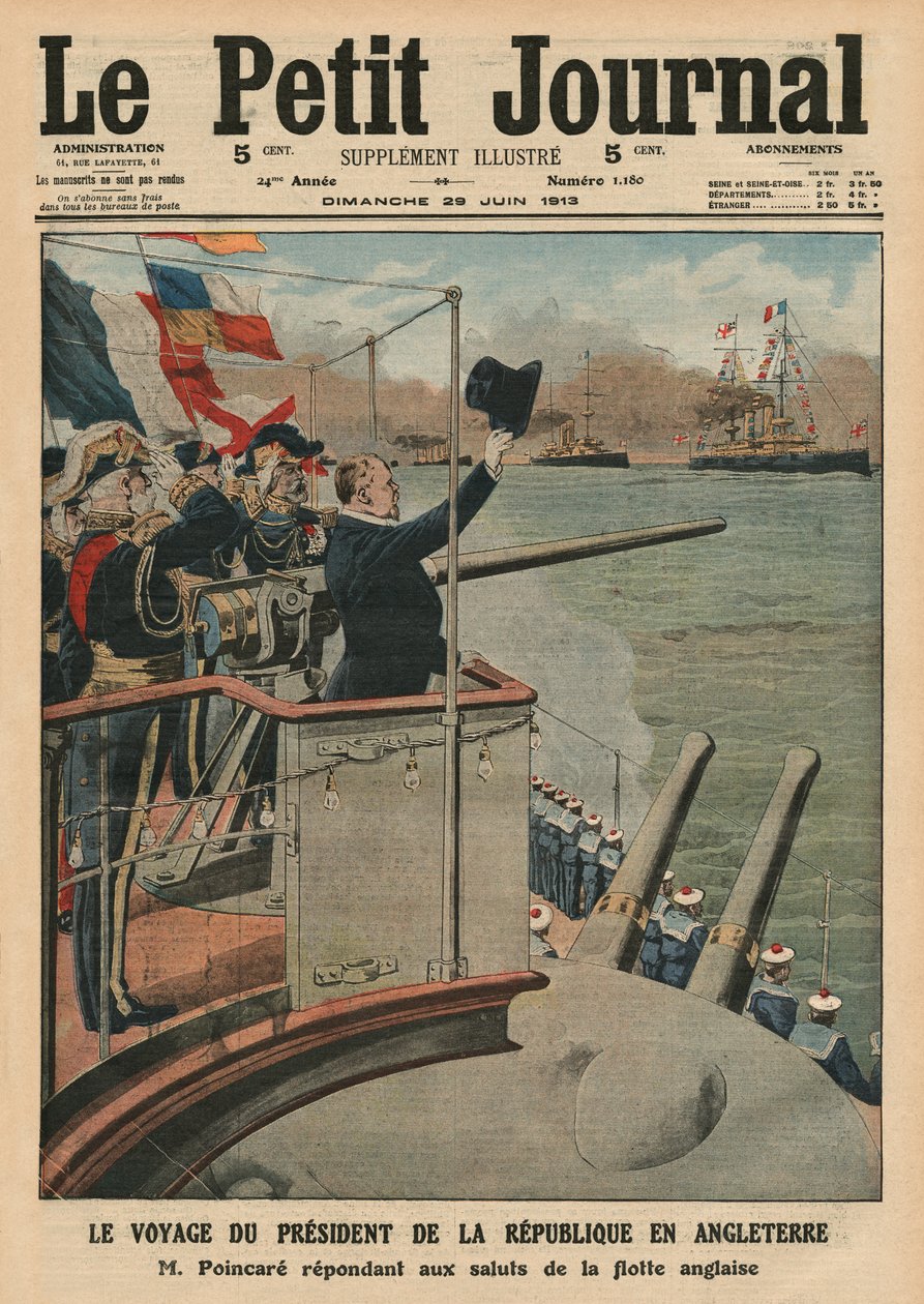 Presidentreise av Raymond Poincare til England, forsideillustrasjon fra 