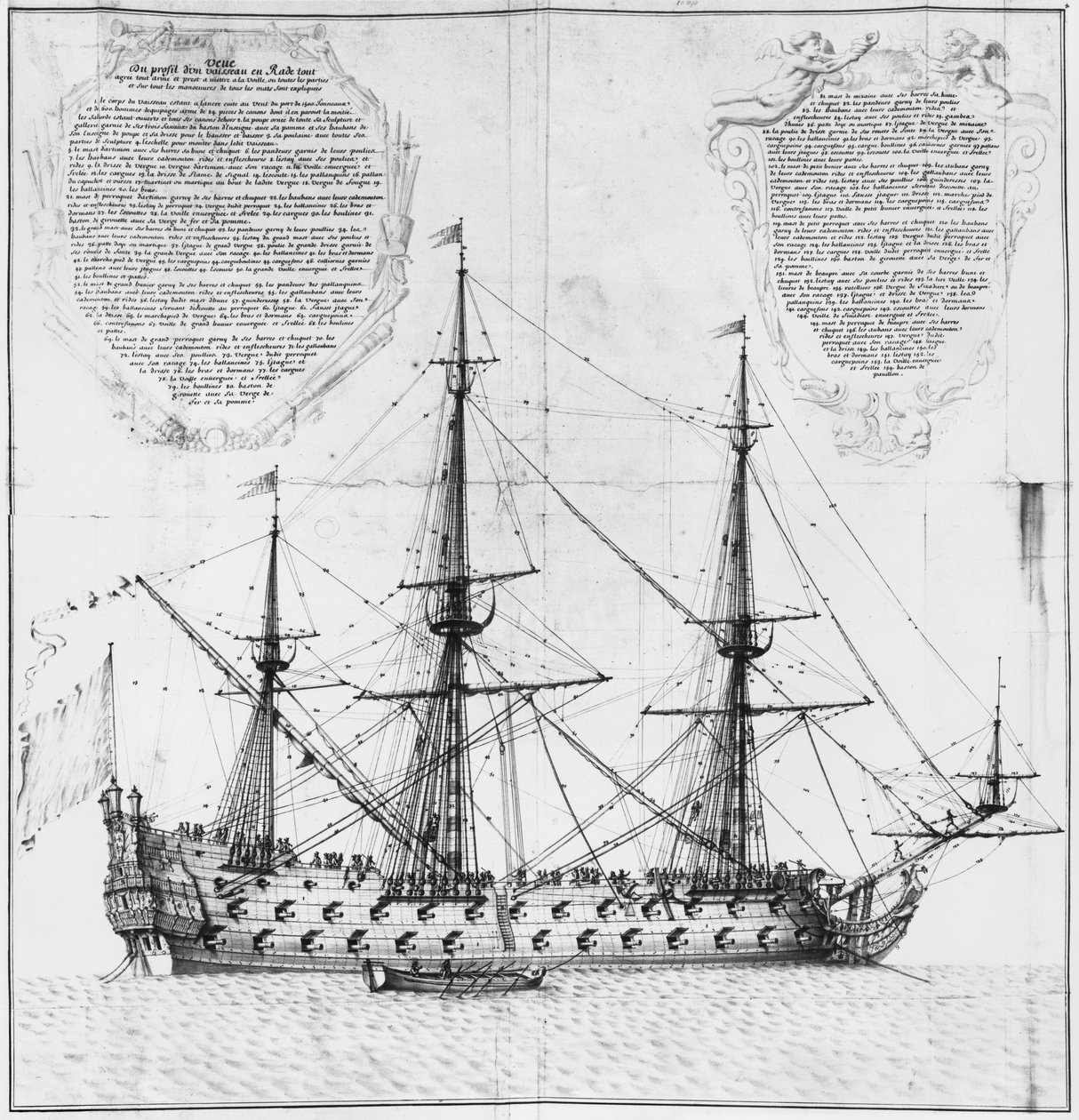 Profil av et fartøy i havn, illustrasjon fra 