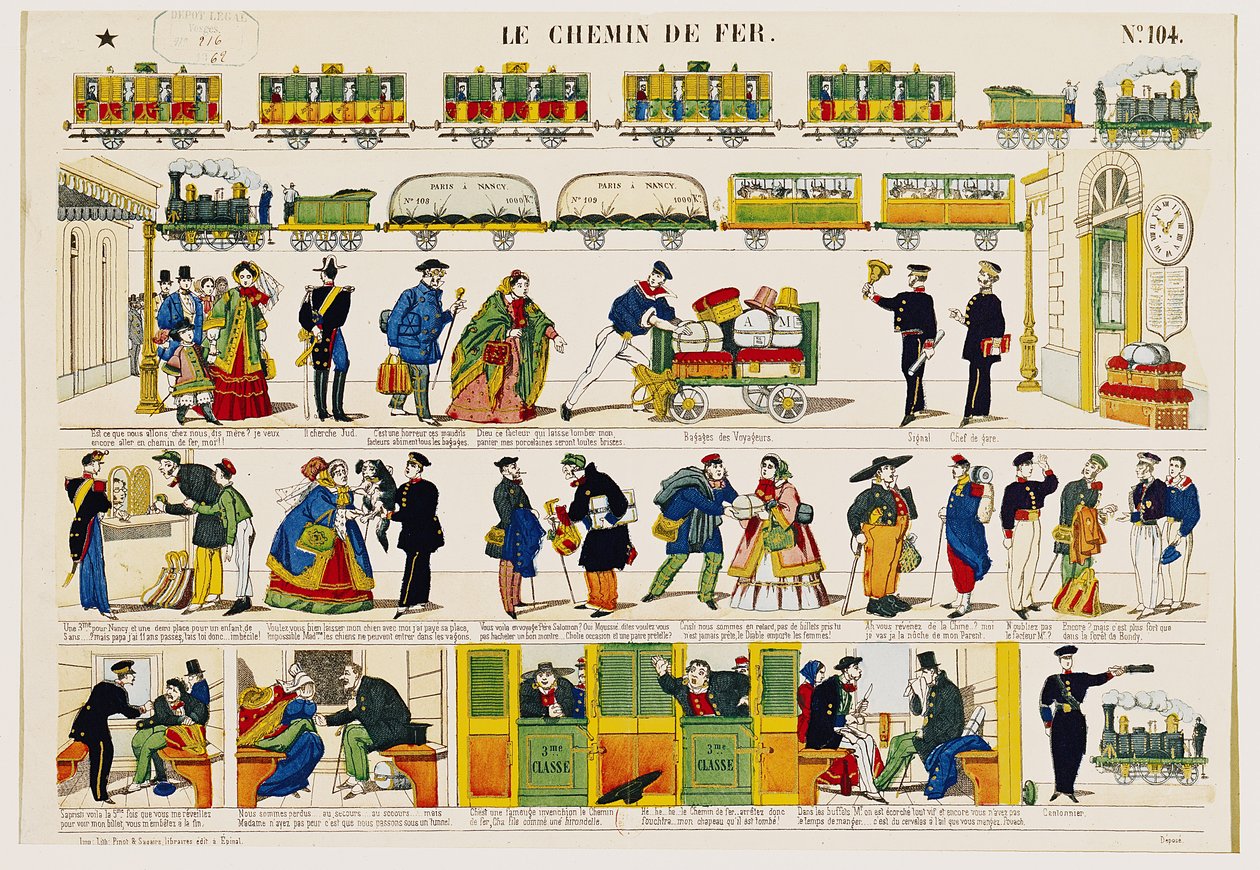 Jernbanereise, ca. 1850 av French School