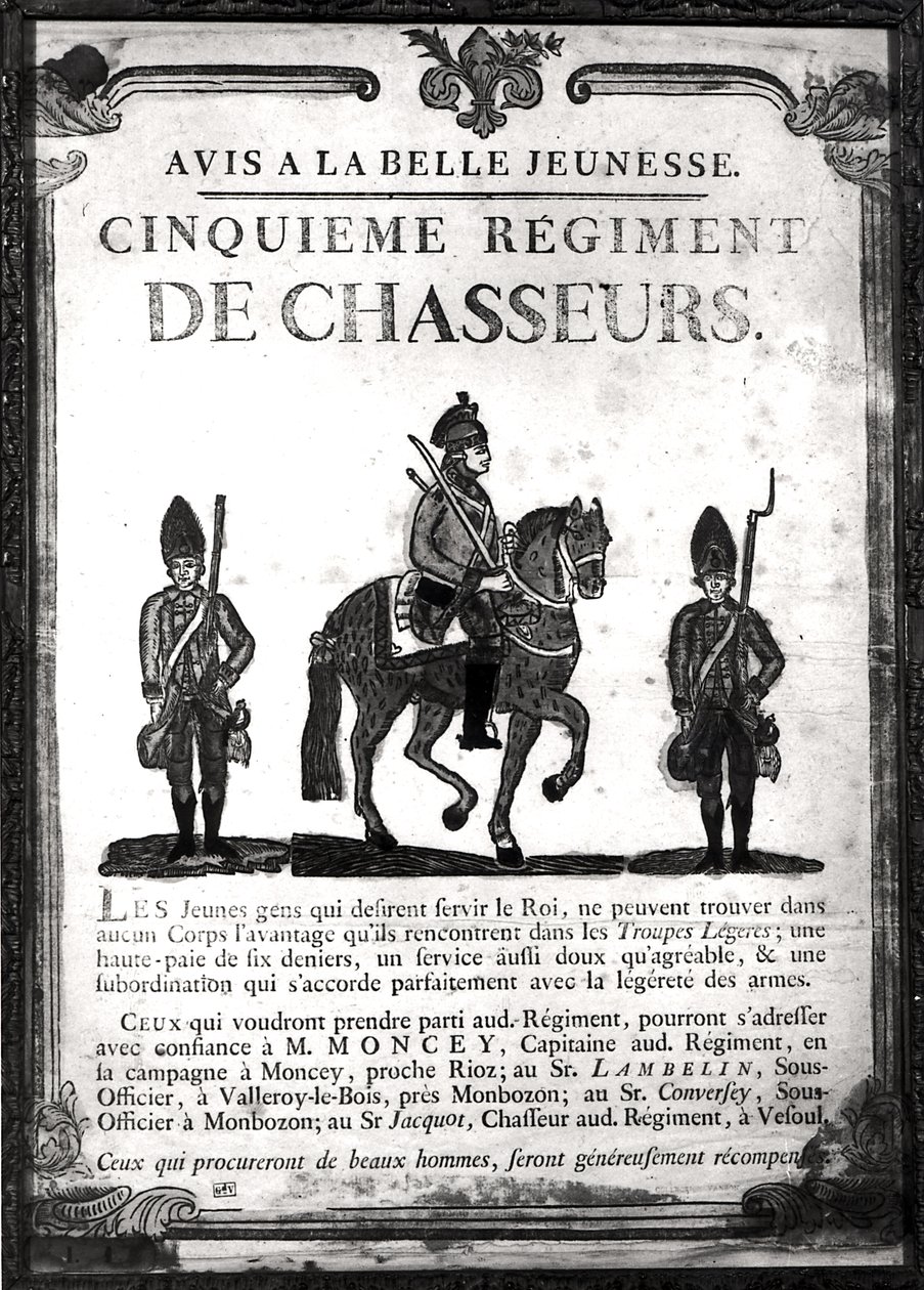 Rekrutteringsplakat for Femte regiment av French School