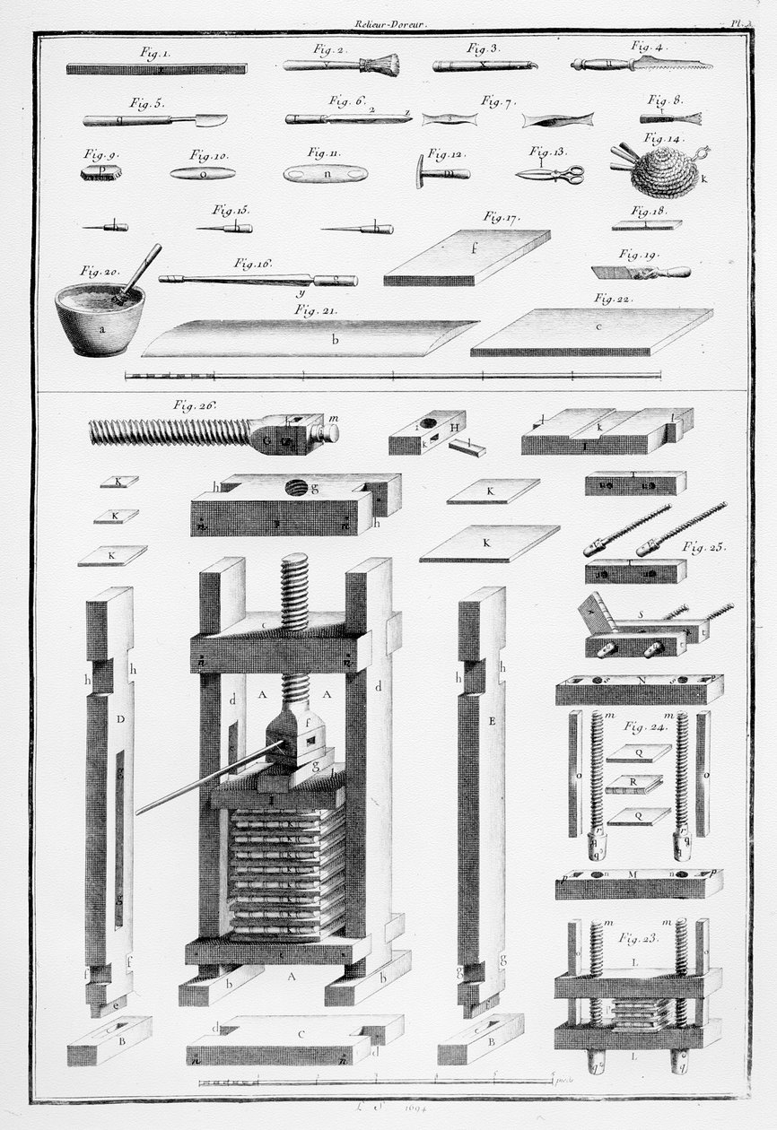 Bookbinder-Doreur, trykt av Ludovic Simeanneau av French School