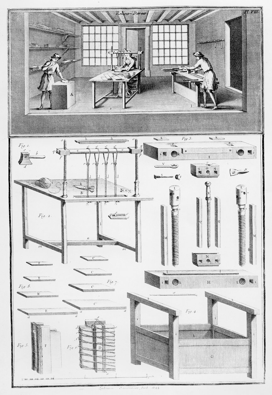 Bookbinder-Doreur, trykt av Ludovic Simeanneau av French School