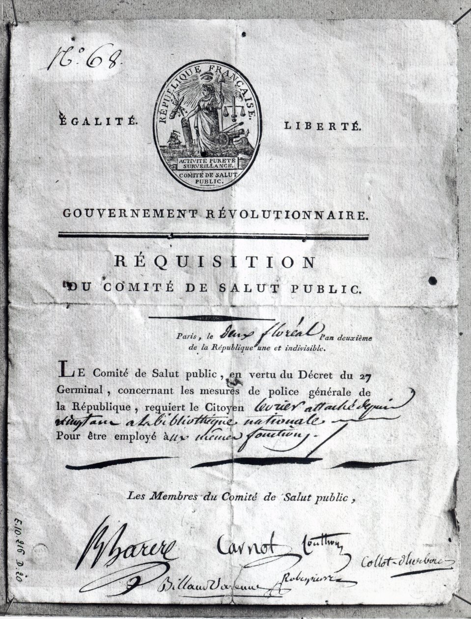 Rekvisisjon av komiteen for offentlig sikkerhet, 1789-99 av French School