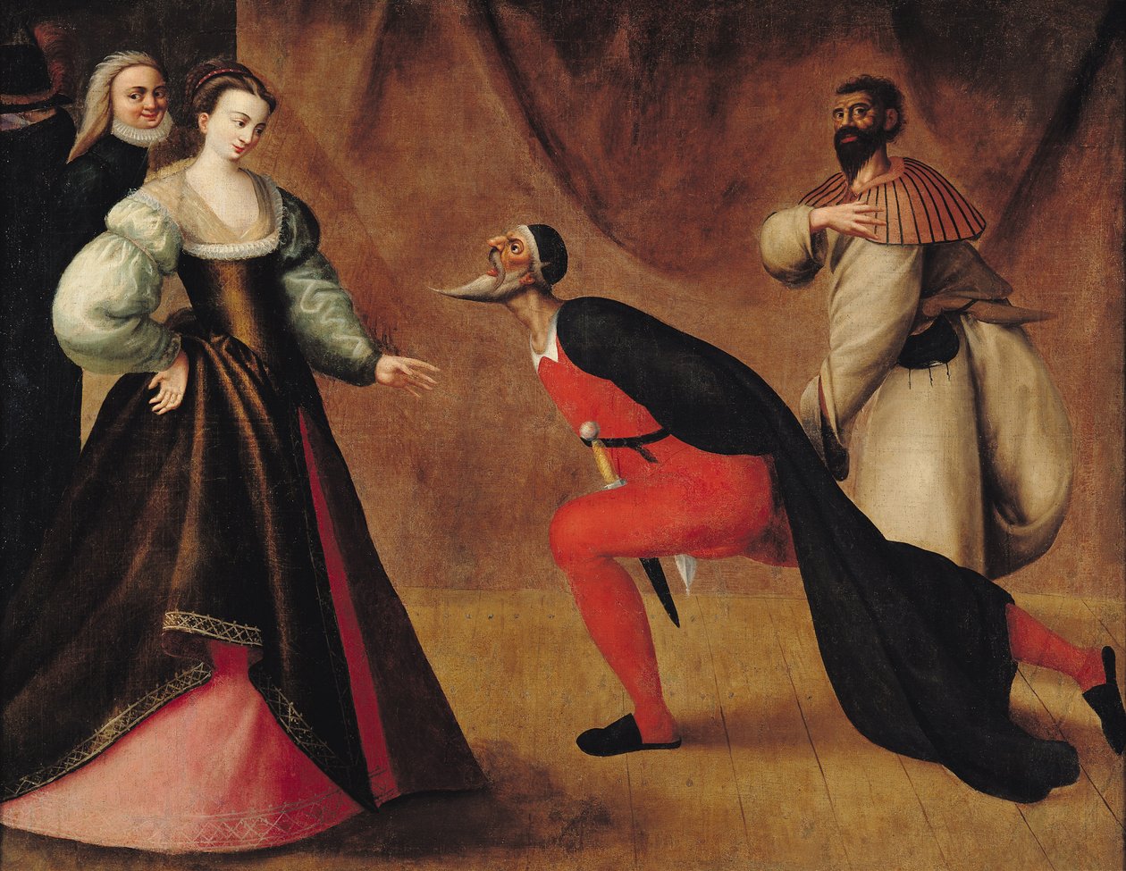 Scene fra et skuespill (se 155537 for detaljer) av French School