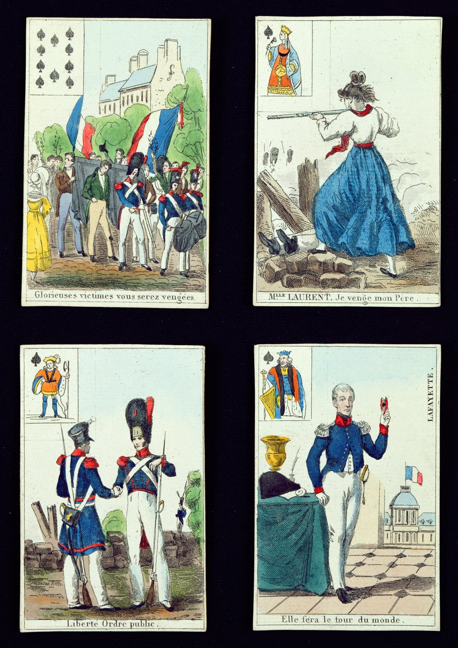 Utvalg av spillekort relatert til 1830-revolusjonen, 1831 av French School