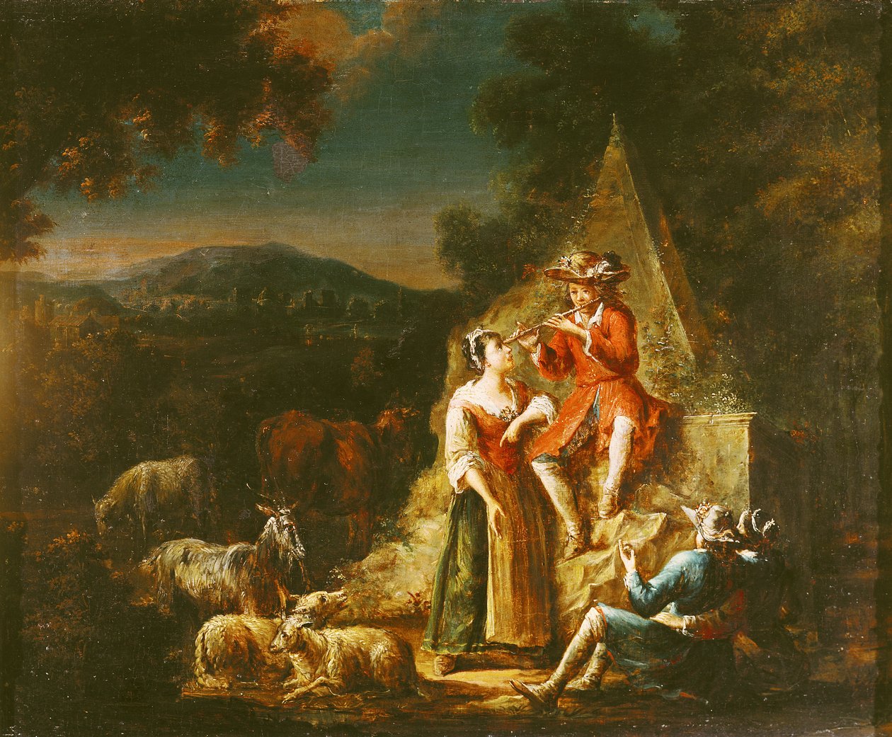 Shepherd spiller på fløyte av French School