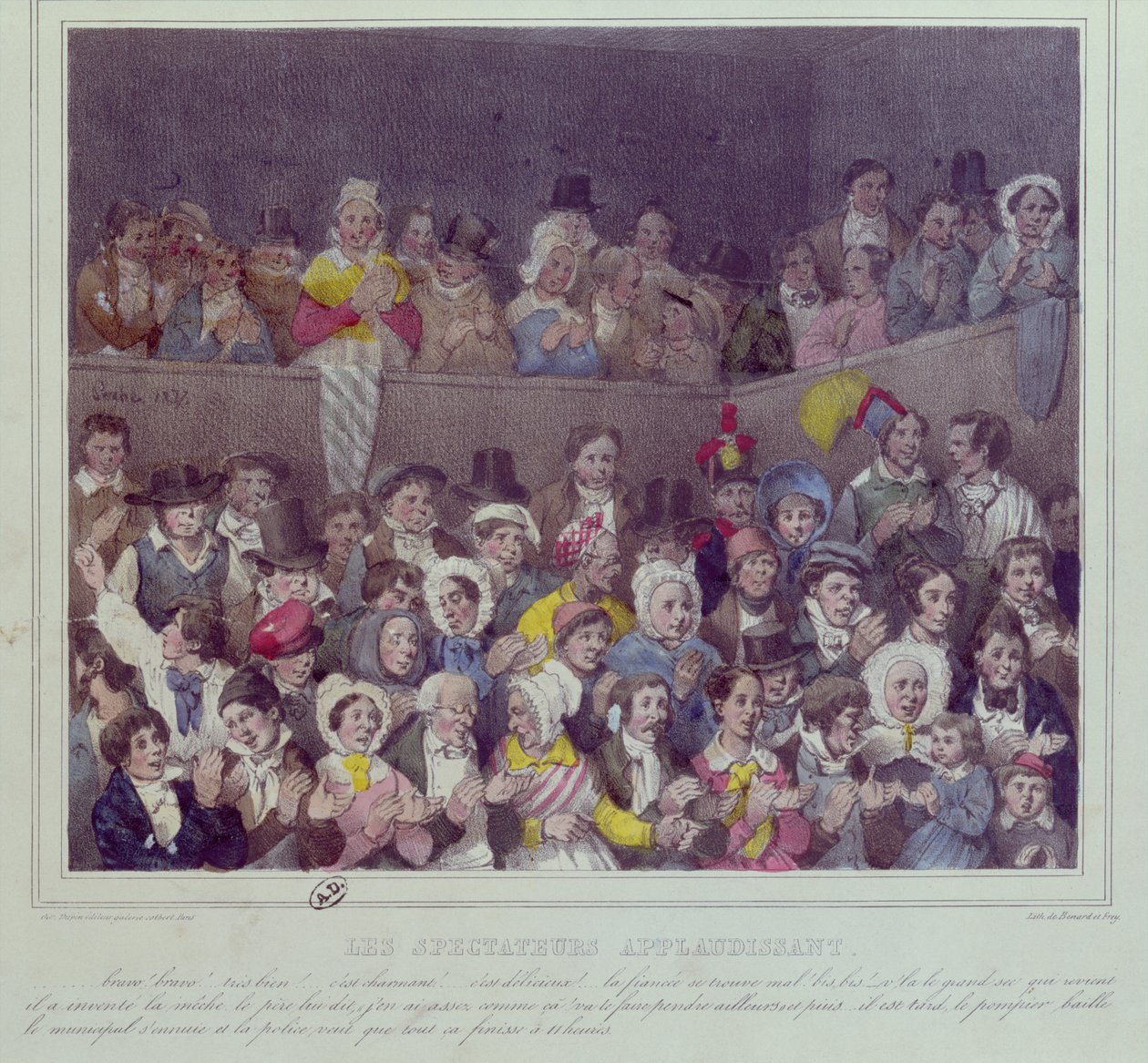 Tilskuere som applauderer på teatret, 1837 av French School