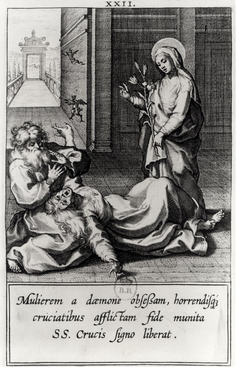 St. Catherine utdriver en demon fra en besatt kvinne av French School