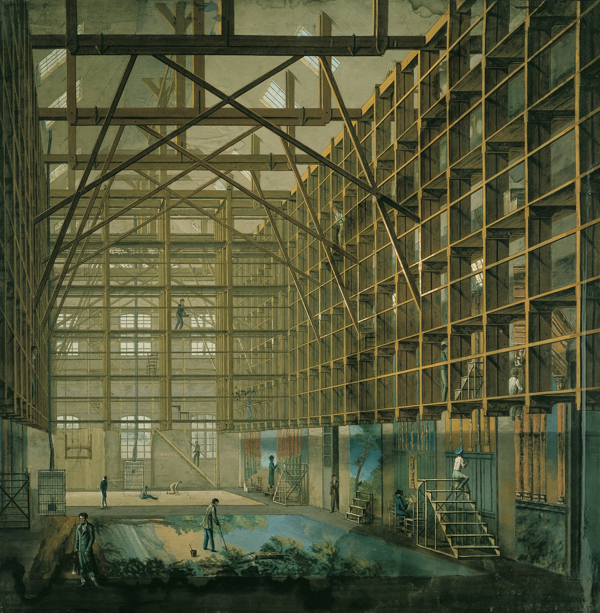 Sceneverksted i Paris Opera, ca. 1800-20 av French School