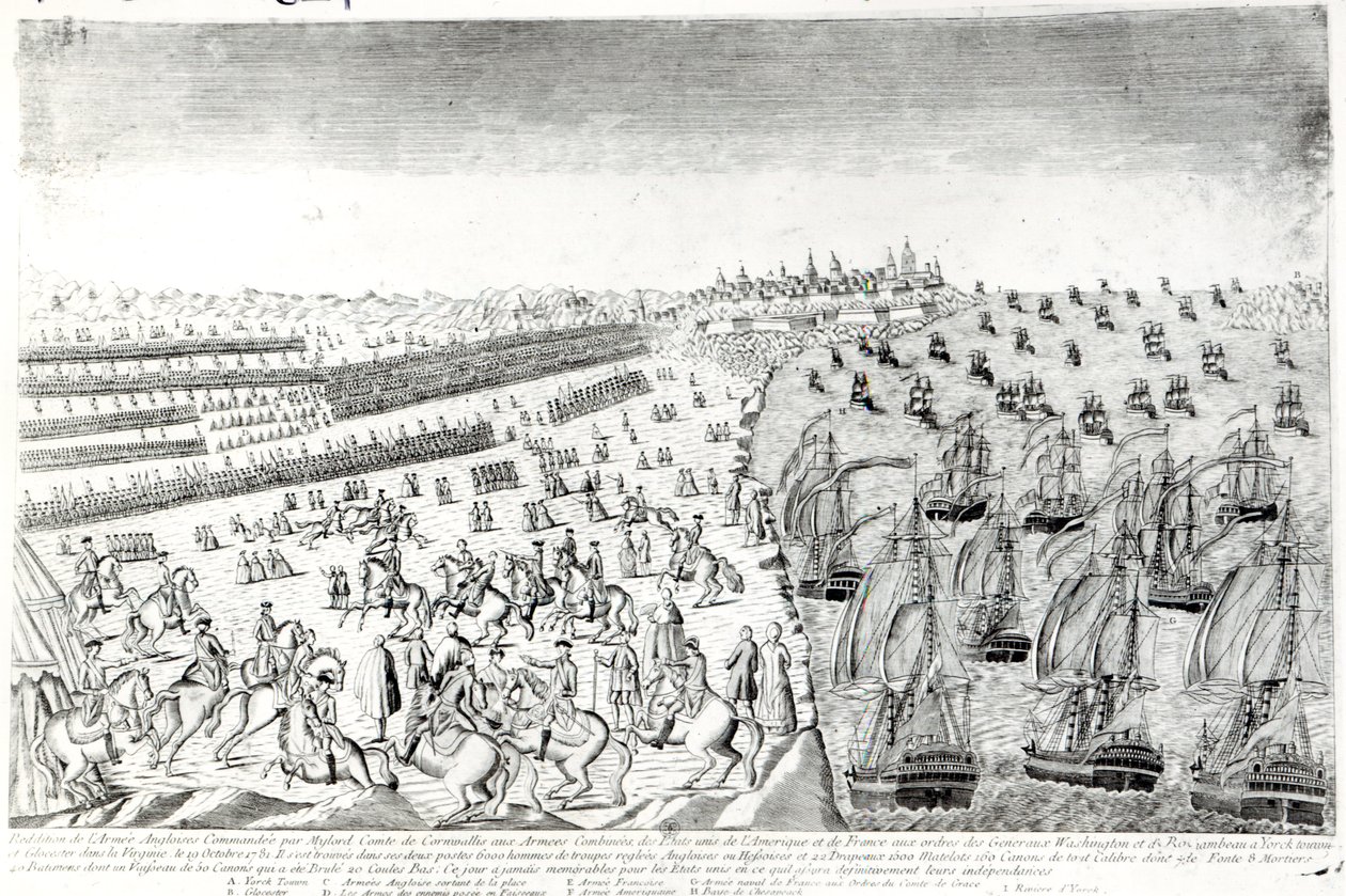 Overgivelse i Yorktown, 1781 av French School