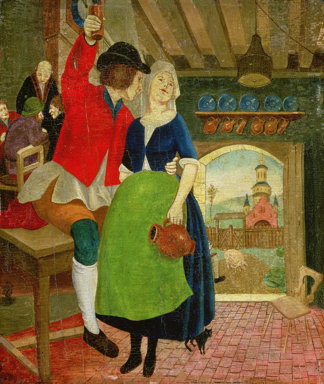 Tavernascene (tempera på panel) av French School
