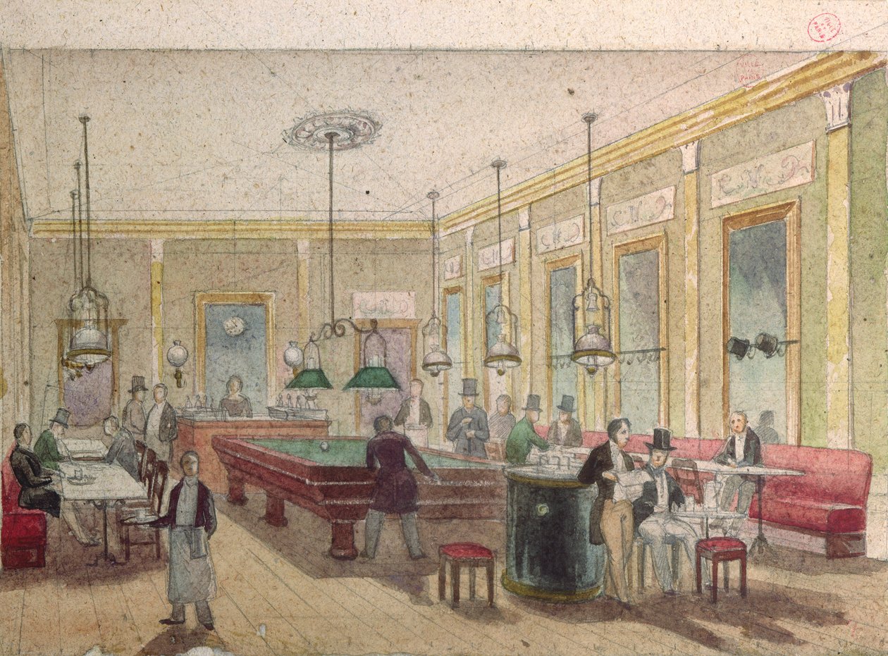 Biljardrommet på en kafé av French School