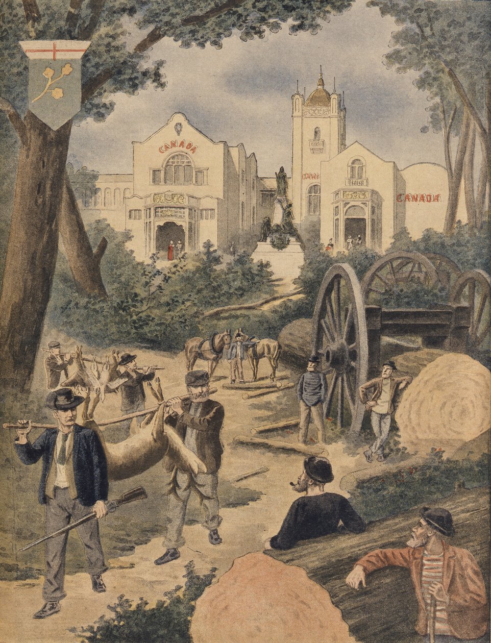 Den kanadiske paviljongen på verdensutstillingen i 1900, Paris, illustrasjon fra Le Petit Journal, 11. november 1900 av French School