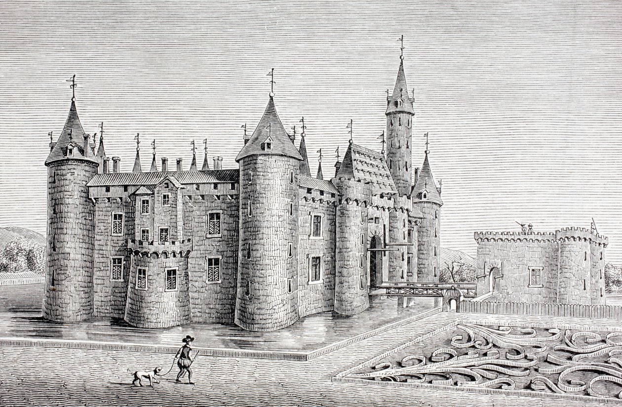 Chateau of Rambouillet, Frankrike, etter en gravering fra 1700-tallet, fra 'Les Arts au Moyen Age', utgitt 1873 av French School