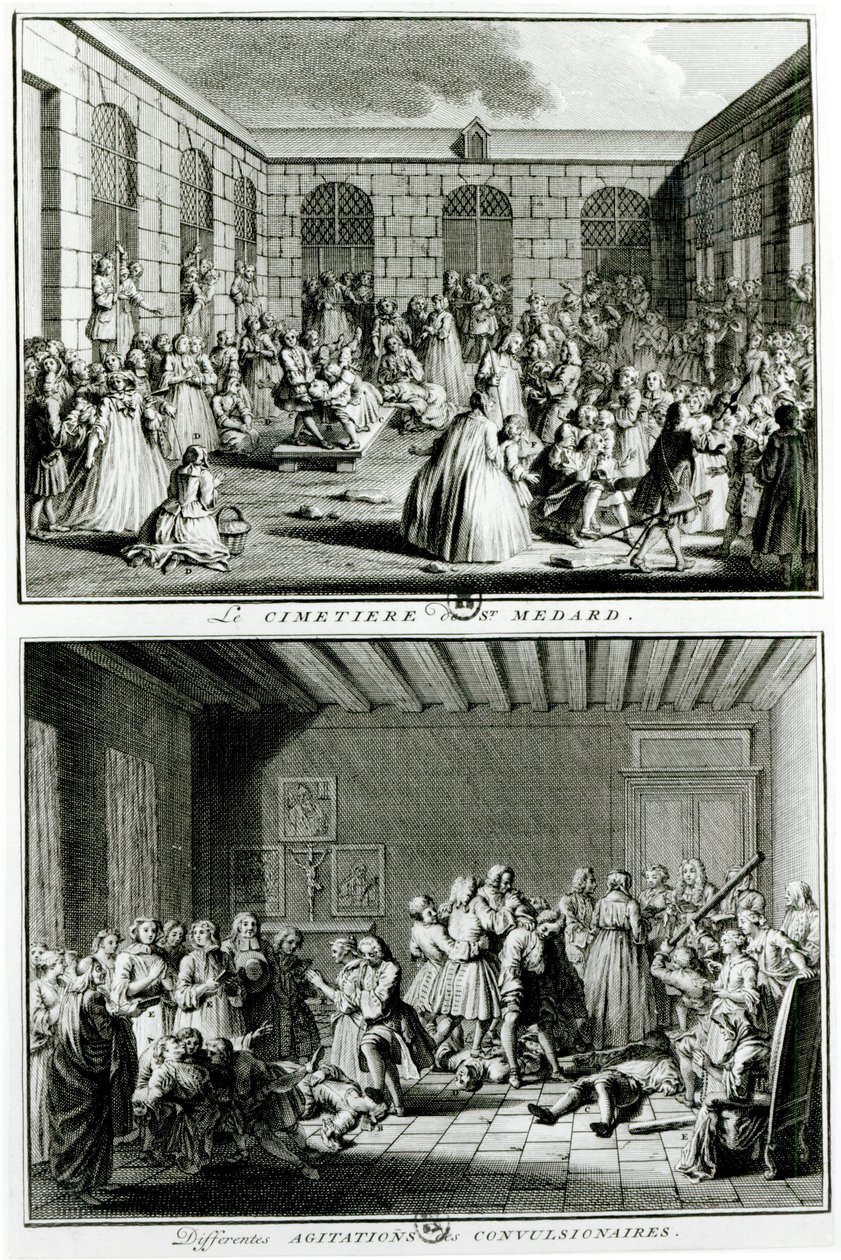 The Convulsionaries på sognekirkegården Saint-Medard i Paris av French School
