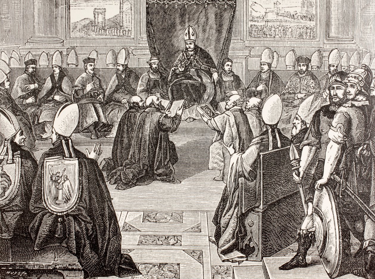 The Council of Vienne, fra 'Militært og religiøst liv i middelalderen' av Paul Lacroix, publisert London ca. 1880 av French School