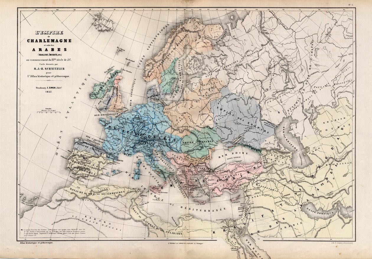 The Empire of Charlemagne, fra Atlas Historique et Picturesque, av M J-H Schnitzler, 1857 av French School
