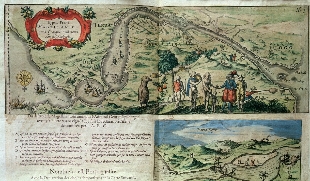 Flotillen til admiral Joris van Spilbergen (ca. 1568-1620) som krysser Magellanstredet av French School