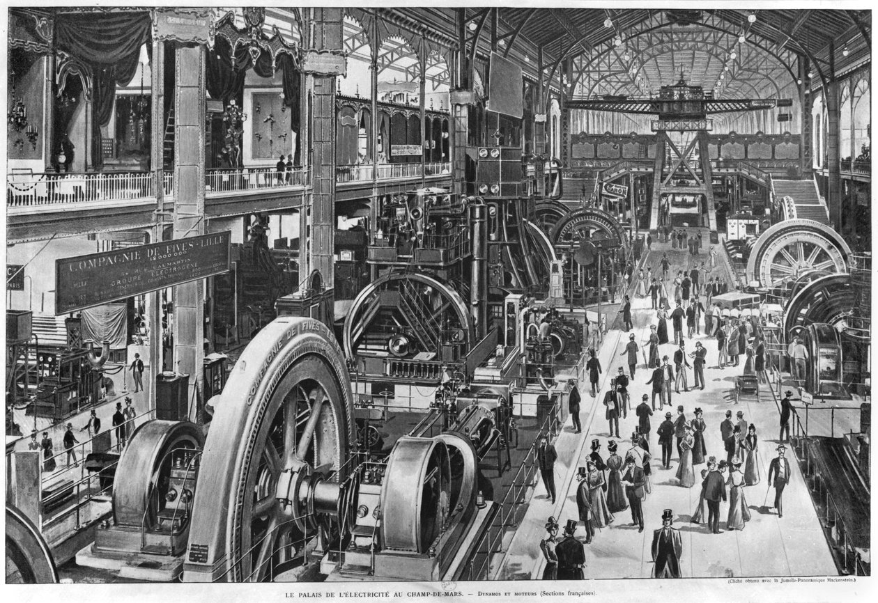 Det franske galleriet for elektriske maskiner på verdensutstillingen i 1900 av French School