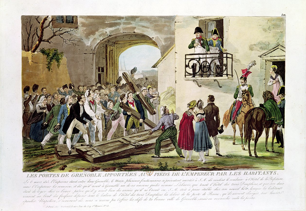 Innbyggerne som deponerer Grenoble-portene ved keiserens føtter, 6. mars 1815 av French School
