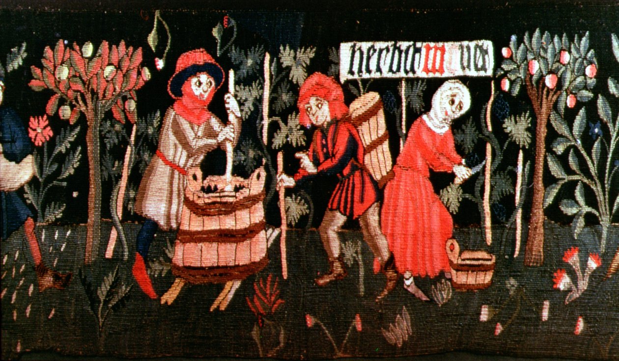 Månedens arbeid, fra Alsace, midten av 1400-tallet (ull og lin) av French School