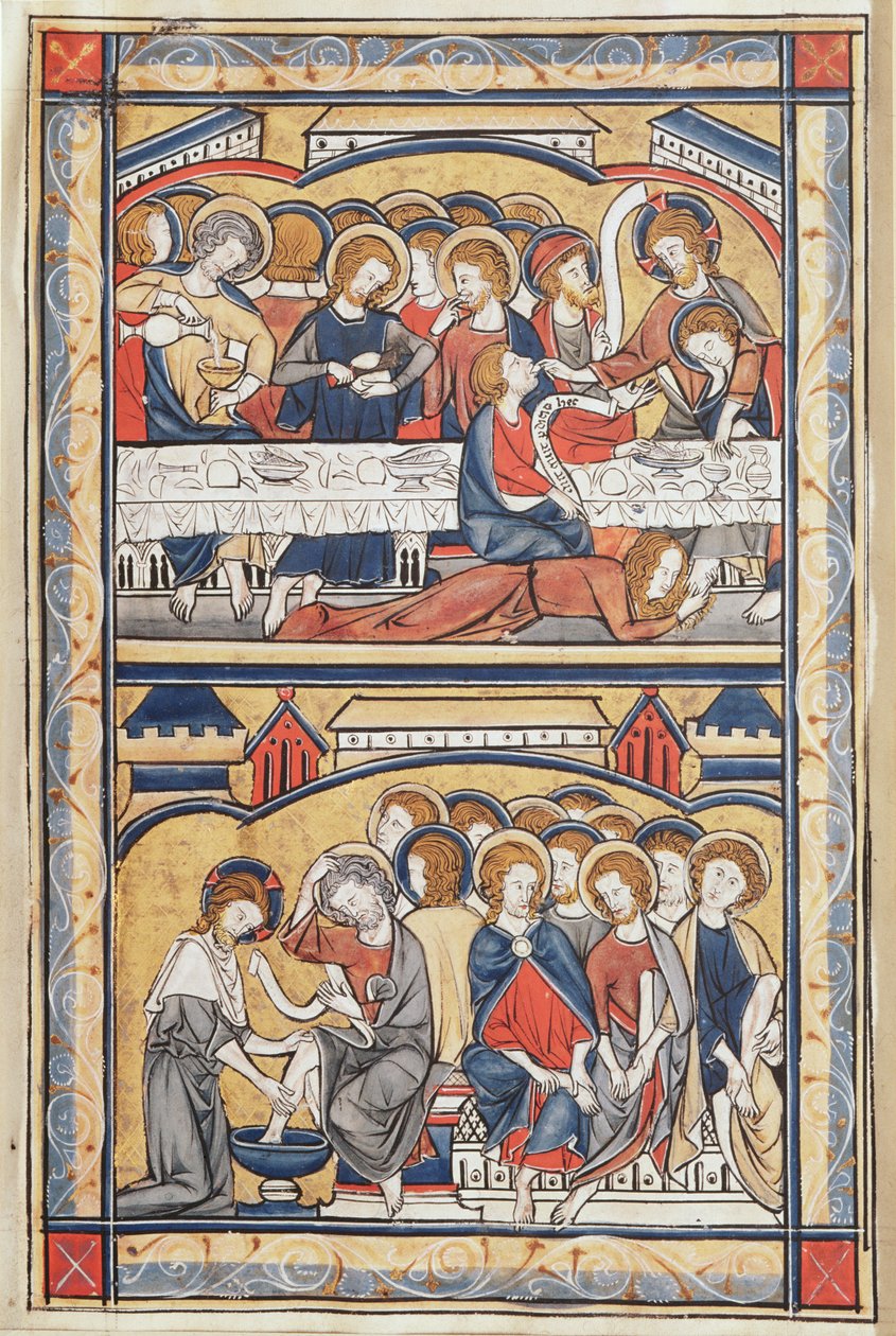 The Last Supper and the Washing of the Feet, ca. 1260 (tempera og bladgull på pergament) av French School