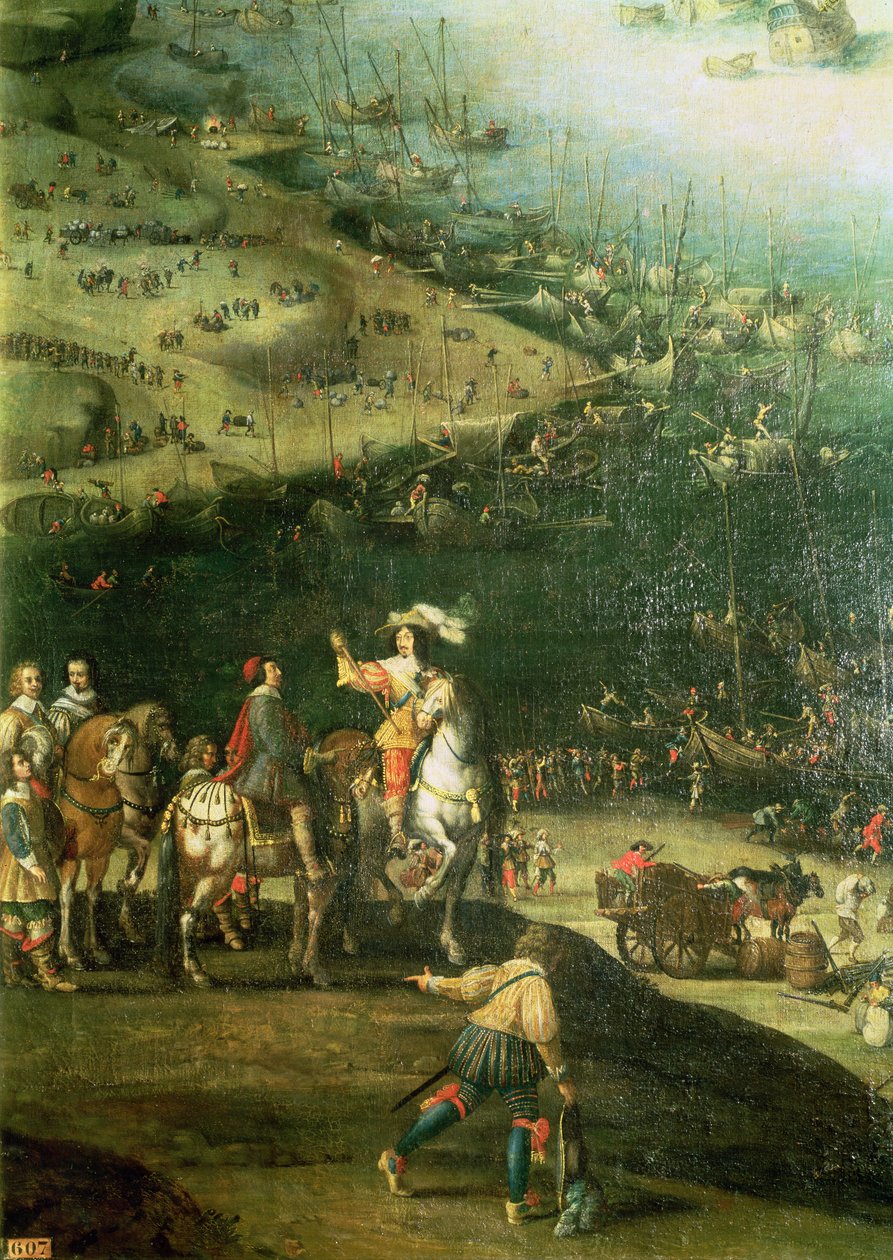 The Lifting of the Siege of the Ile de Re, 8. november 1627 (detaljer) (se også 178976 og 182427) av French School