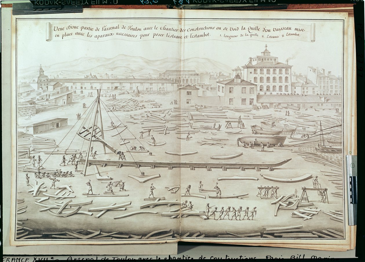 Den militære havnen i Toulon og byggeplassen av French School
