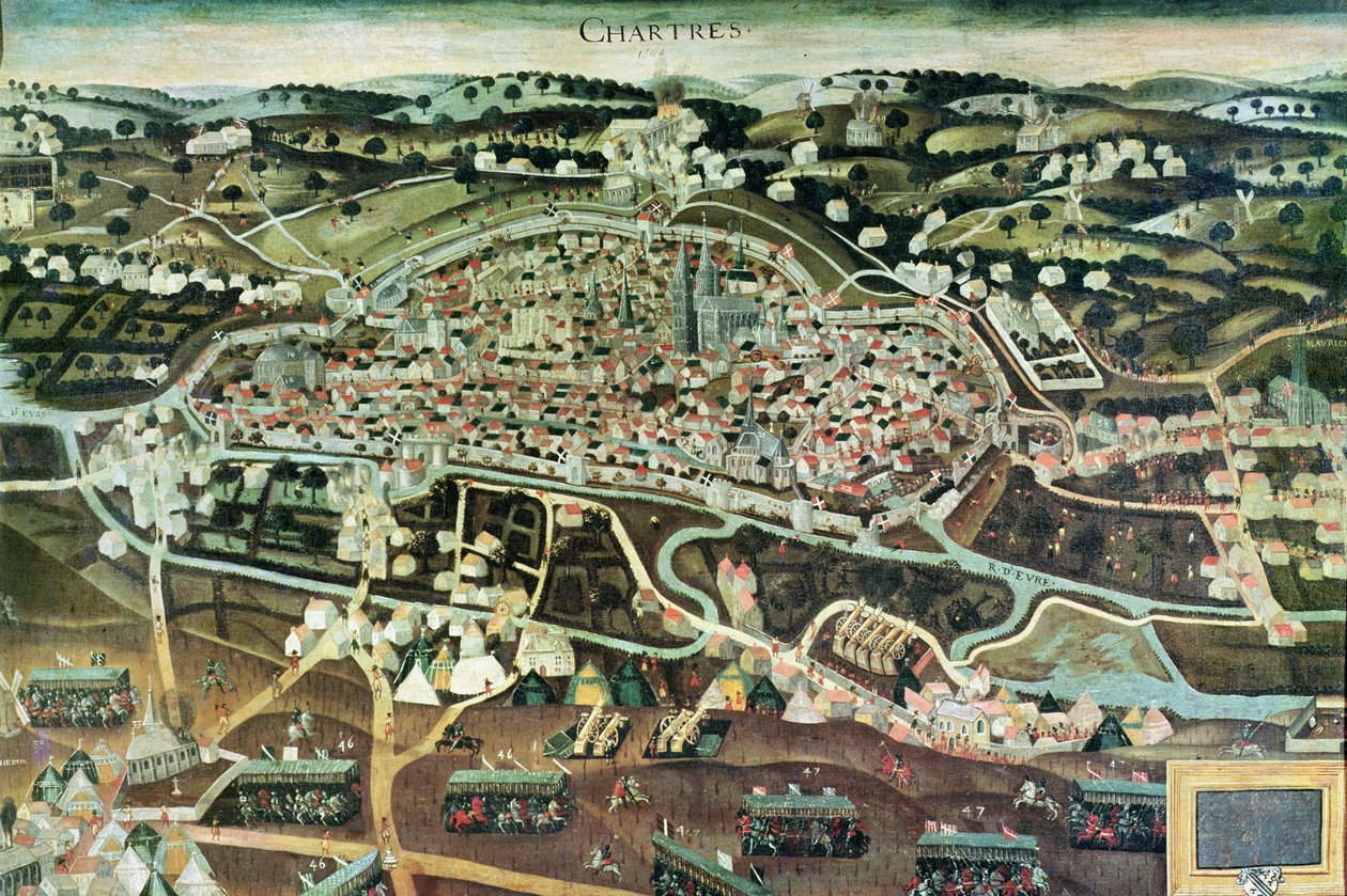 Beleiringen av Chartres i 1568 av French School