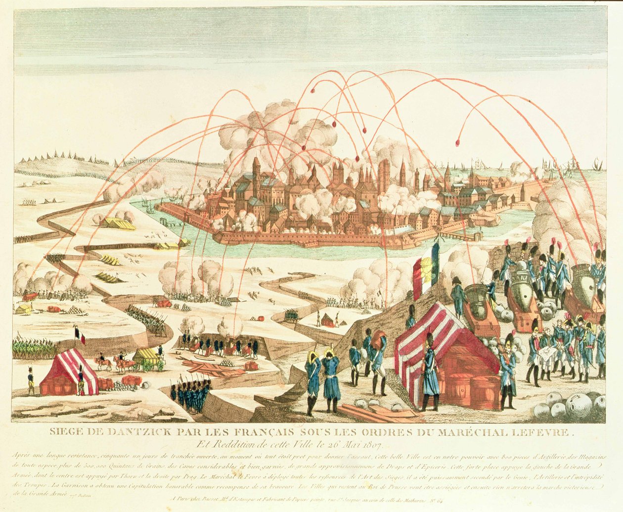 Beleiringen av Danzig under kommando av marskalk Pierre Joseph Lefebvre (1755-1820) og overgivelsen av byen, 26. mai 1807 av French School