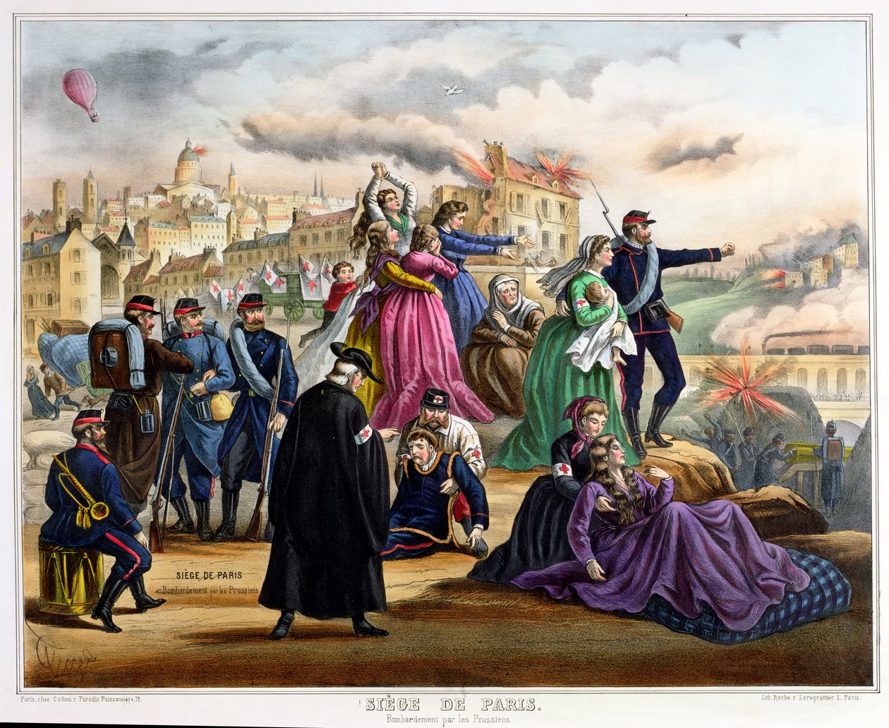 Beleiringen av Paris. Bombardement av prøysserne, 1870-71 av French School