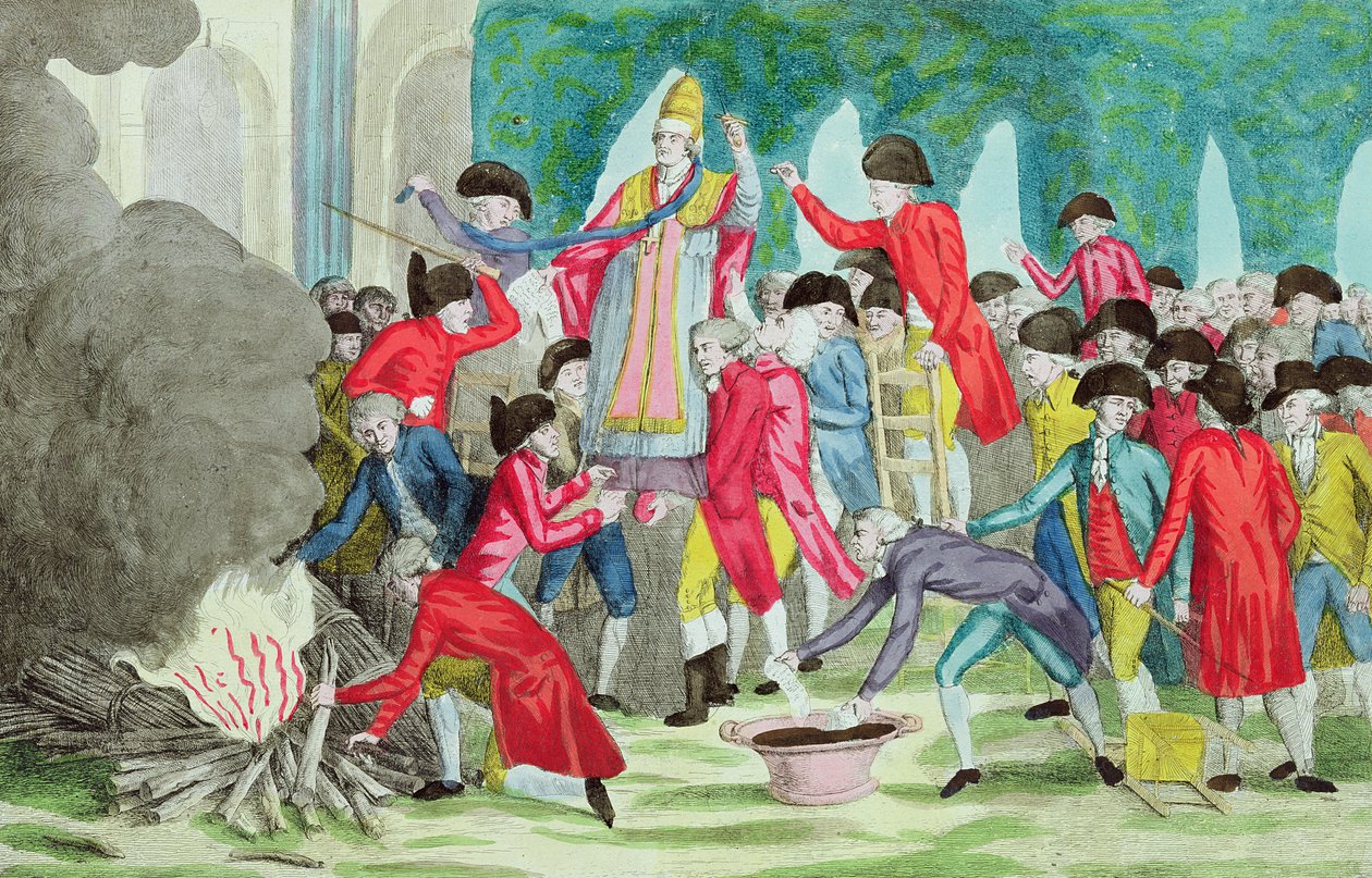 Brenningen av bildet av pave Pius VI i hagen til Palais Royale, 6. april 1791 av French School