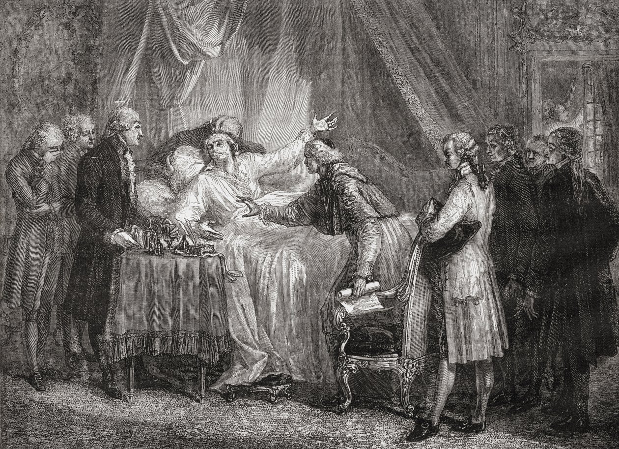 Comte de Mirabeaus død (1749–91) i 1791 av French School