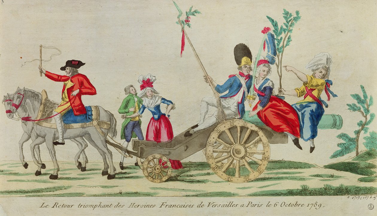 De franske heltinnenes triumferende retur fra Versailles til Paris 6. oktober 1789 av French School