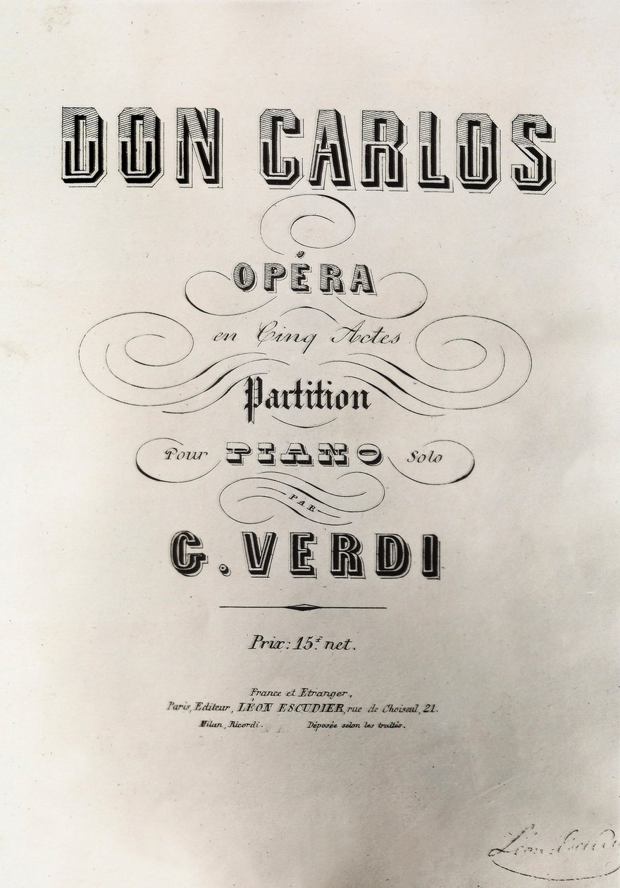 Tittelside for partituret til Don Carlos, 1867 av French School