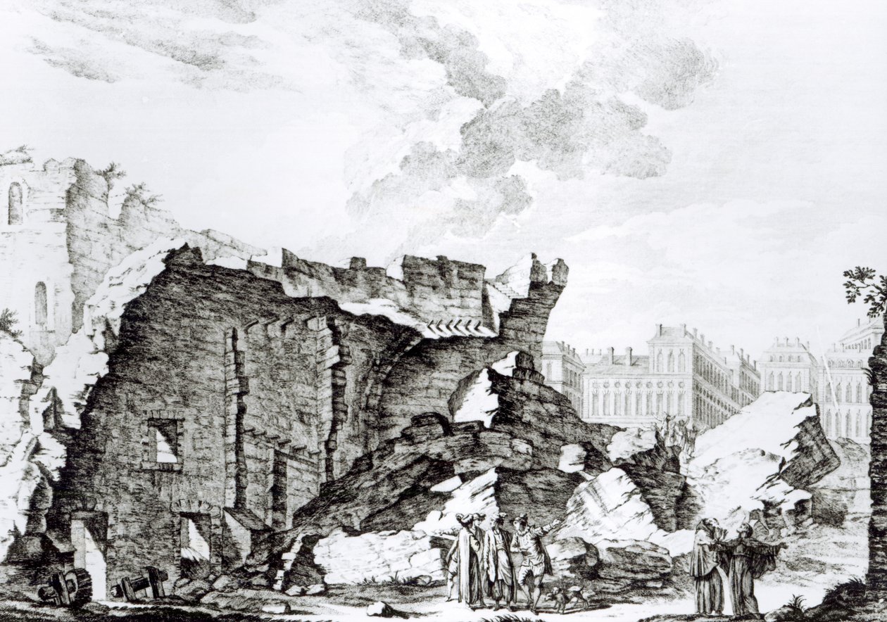 Tower of San Roque, Lisboa etter jordskjelvet i 1755 av French School