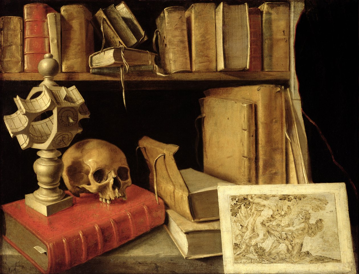 Vanitas med solur, ca. 1626-40 av French School