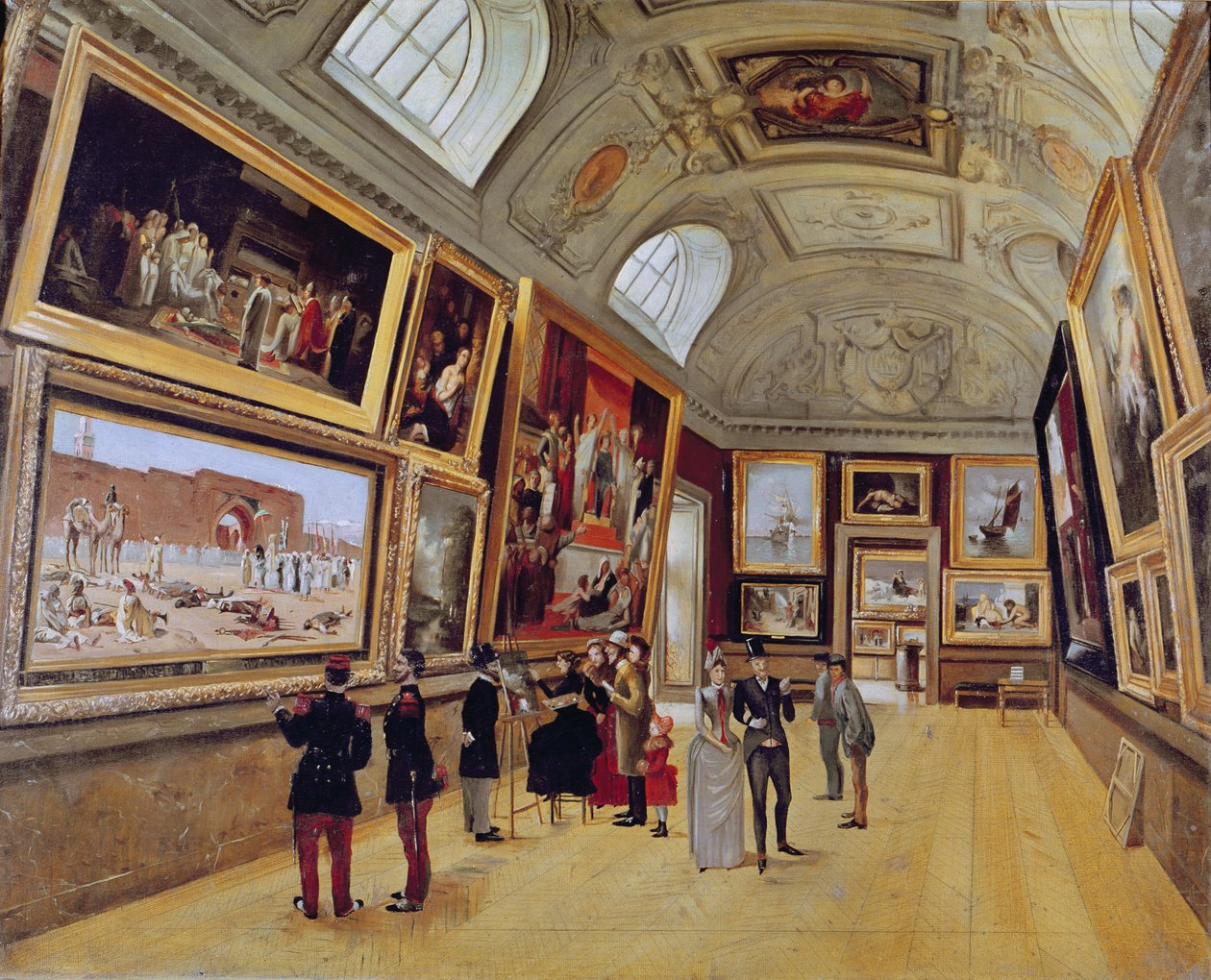 Utsikt over et rom i Musée du Luxembourg i Paris i 1883-85 av French School