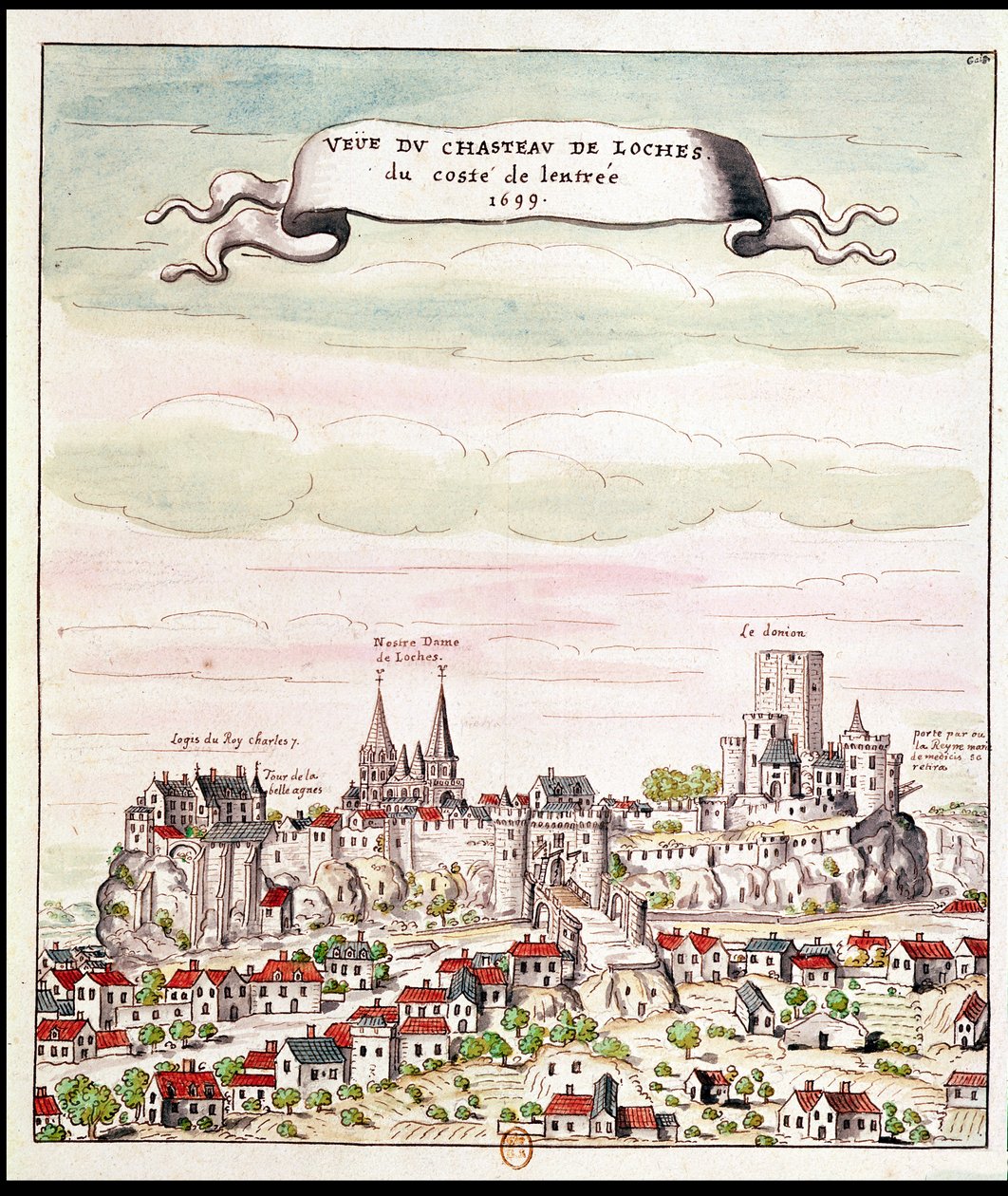 Utsikt over Chateau de Loches, 1699 av French School