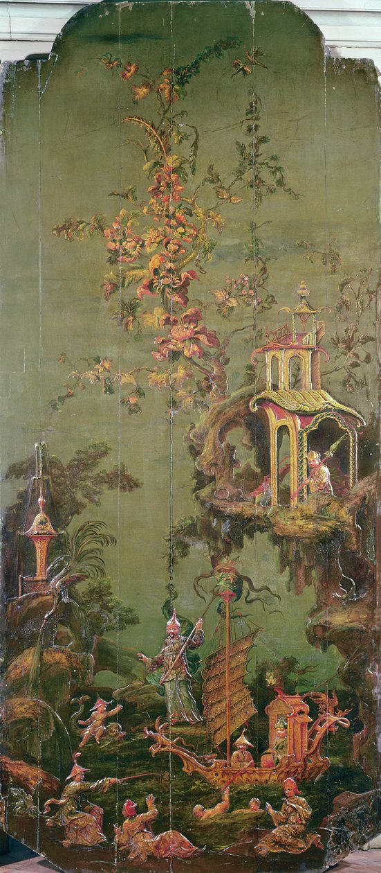 Vann, fra en serie paneler som viser de fire elementene, ca. 1730 (polykromt tre) av French School