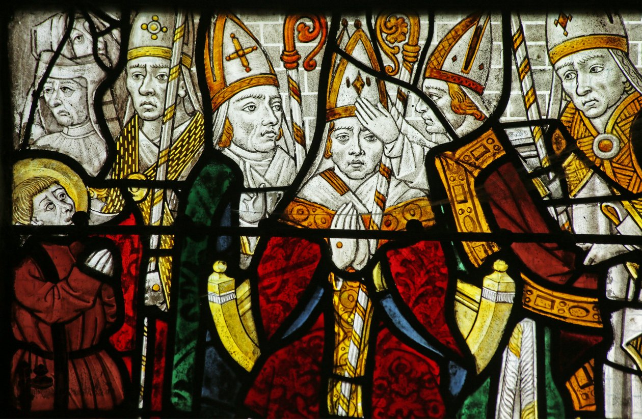 Vindu som viser en biskop, muligens St Nicholas, detalj av 2921635 av French School