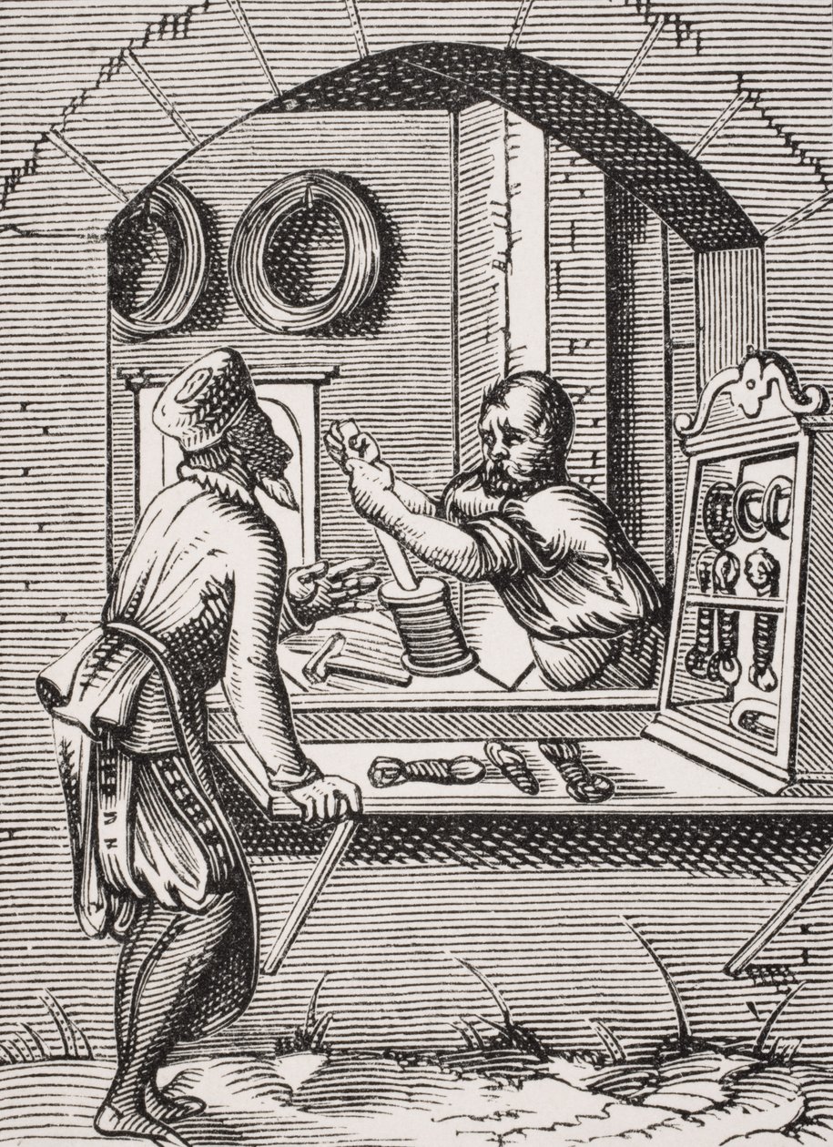 Wire Worker, etter et tresnitt av Jost Amman (1539-91) fra 'Le Moyen Age et La Renaissance' av Paul Lacroix (1806-84) utgitt 1847 av French School