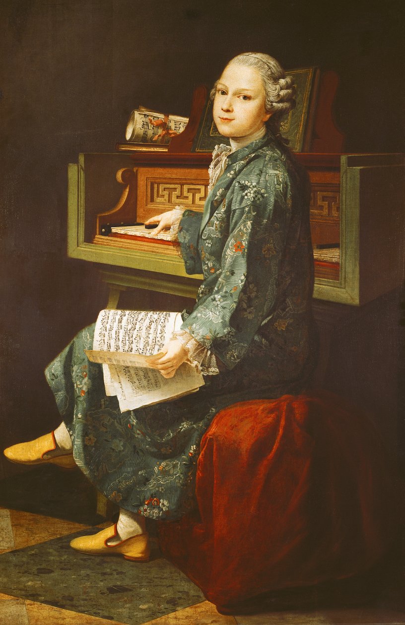 Ung mann ved Clavichord, 1767 av French School