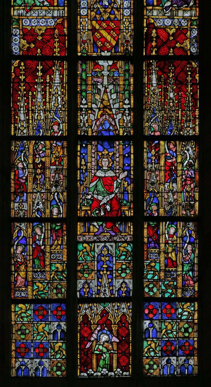 Vindu som viser Salomo på tronen, ca. 1320, 1400- og 1900-tallet (for det meste moderne) av French School
