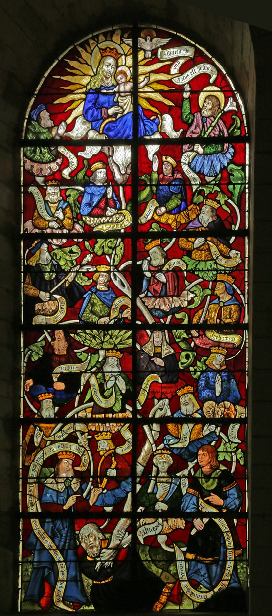 Vindu som viser Jesses tre, 1500- og 1900-tallet av French School