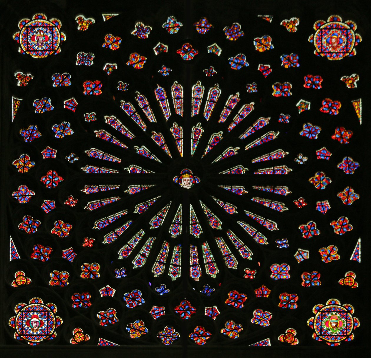Vindu som viser North Rose Window av French School