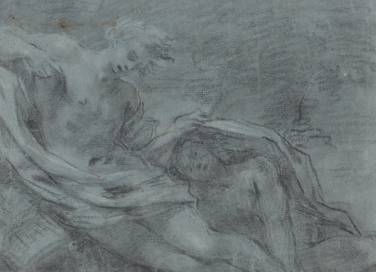 To liggende figurer [verso] av French 17th Century