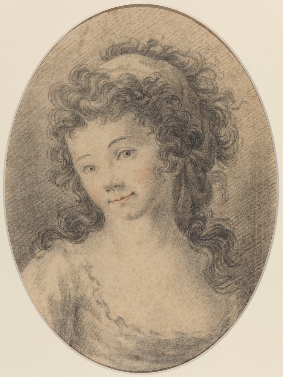 Portrett av en jente av French 18th Century